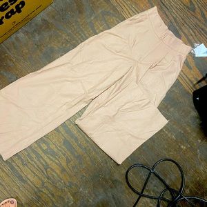 Justfab high waisted wide leg pants nude colored NWT pleats small